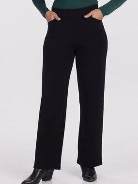 WoolX - Ellie Tall Merino Wool Black Straight Leg Pants - Medium